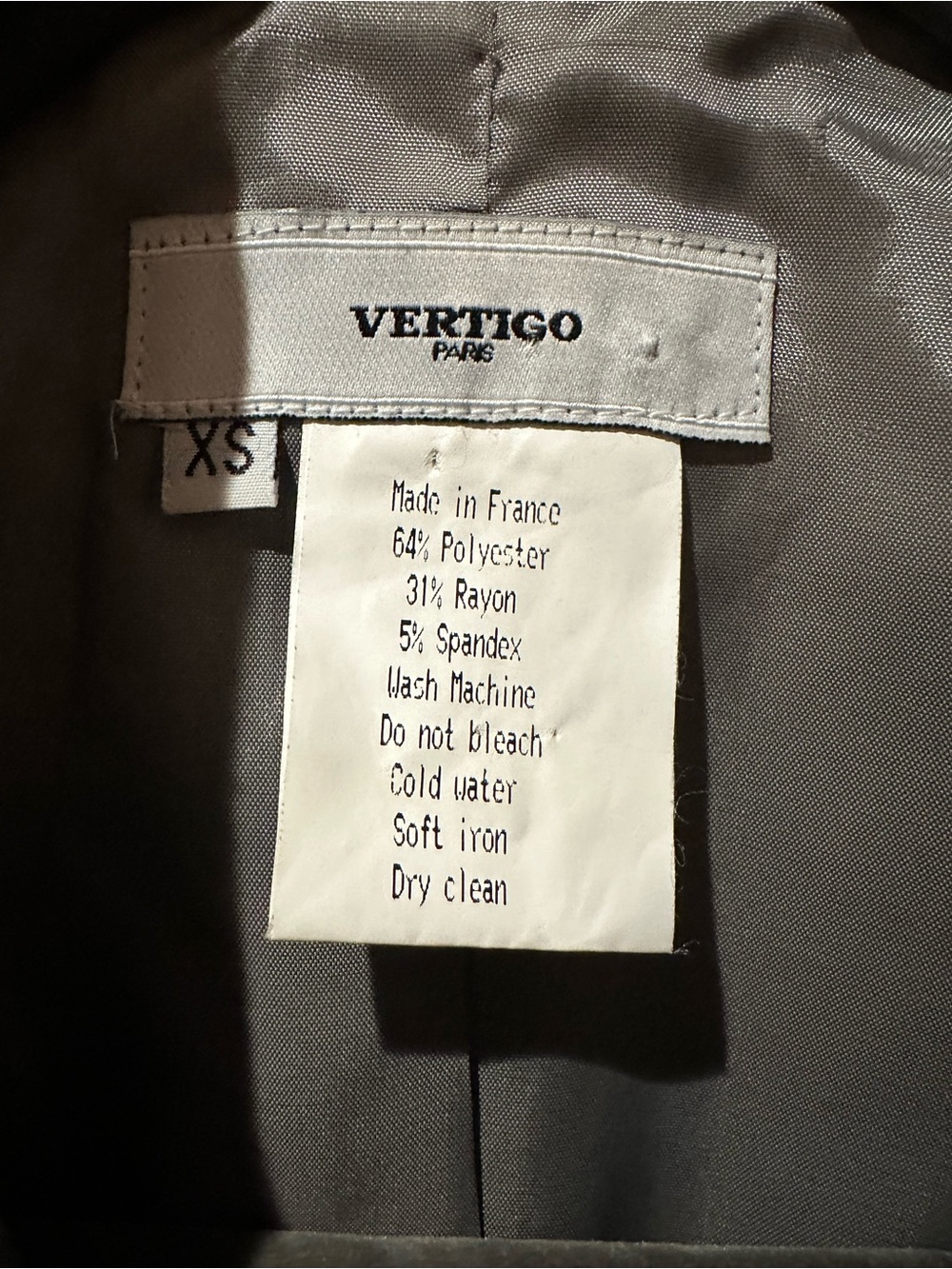 Vertigo Paris Grey Zip-Front Tailored Blazer made in France 17” PTP. NWOT - Picture 4 of 5